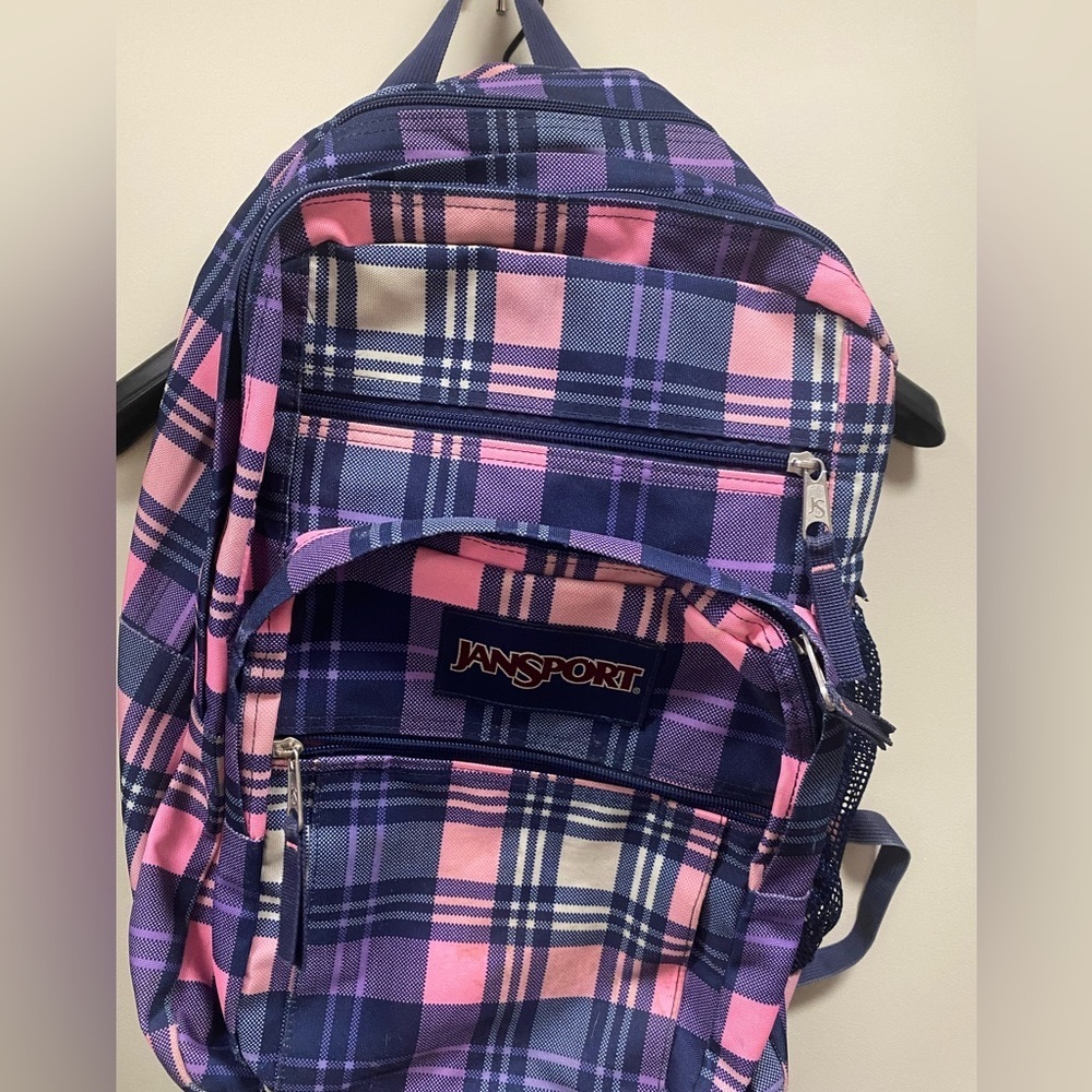 Jansport backpack BUNDLE-LIKE NEW..plaid solid and purple ..set of 2